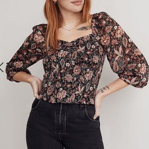Madewell Lucie Smocked Top in Floral